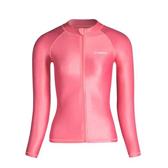 BARREL WOMEN PIHA ZIP-UP RASHGUARD - ROSE PINK ชุดว่ายน้ำ ชุดว่ายน้ำแขนยาว ชุดว่ายน้ำผู้หญิง