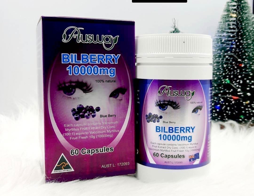 Ausway Bilberry 10000mg. 60เม็ด วิตามิน บำรุงสายตา
