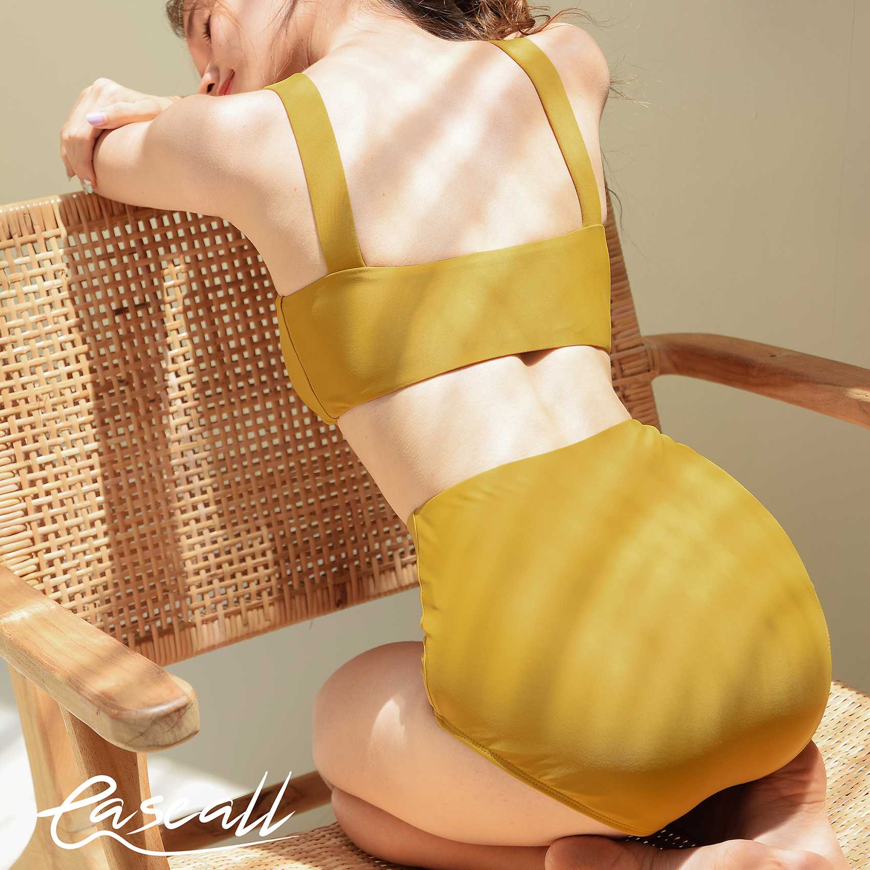 ชุดว่ายน้ำ Ease All รุ่น Signature - Mustard (เหลืองมัสตาร์ด) เก็บก้น เก็บพุง กระชับ ไม่โป๊