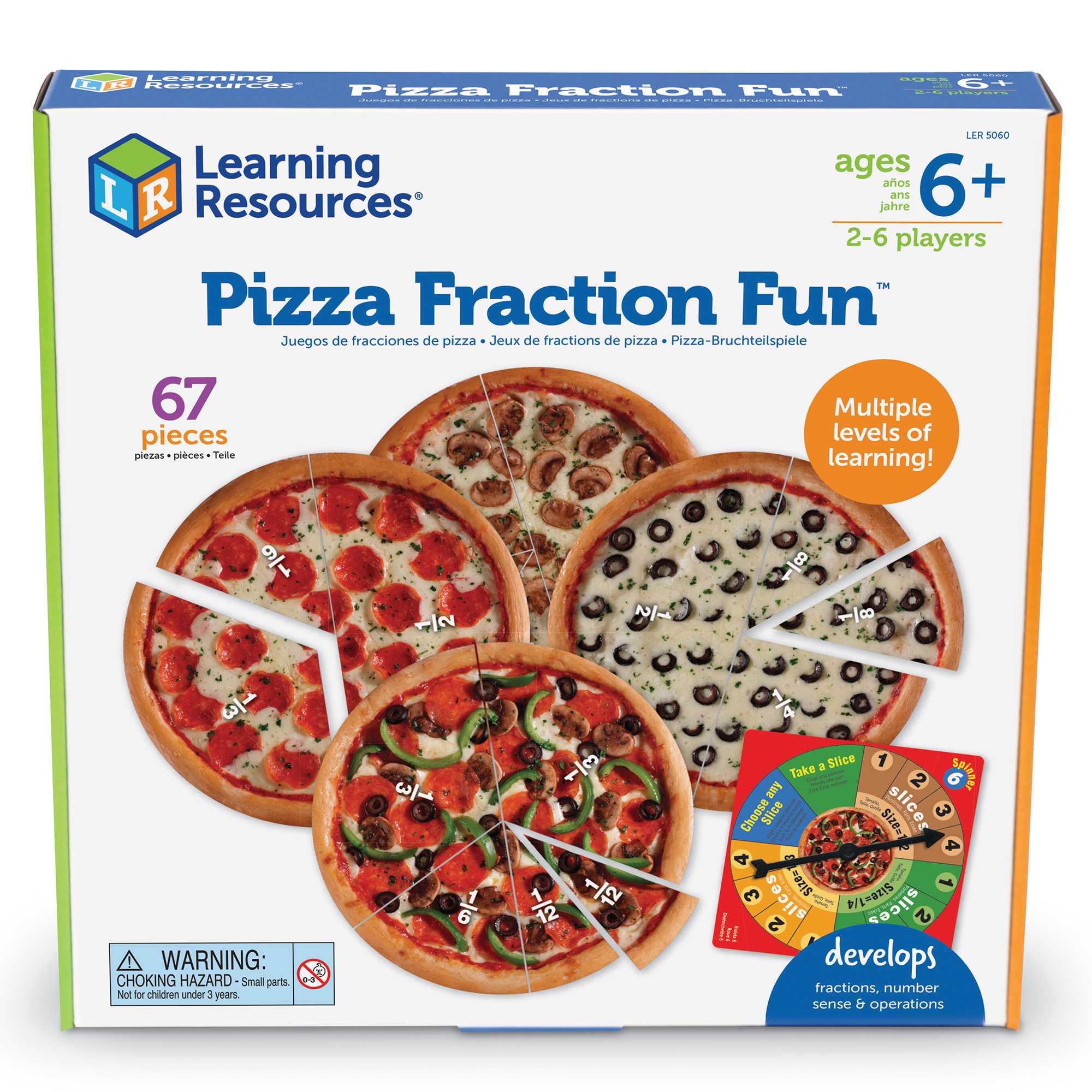 Learning Resources, Pizza Fraction Fun Game เกมส์เรียนรู้เศษส่วนจากพิซซ่า ของเล่นเด็ก 6 ปีขึ้นไป