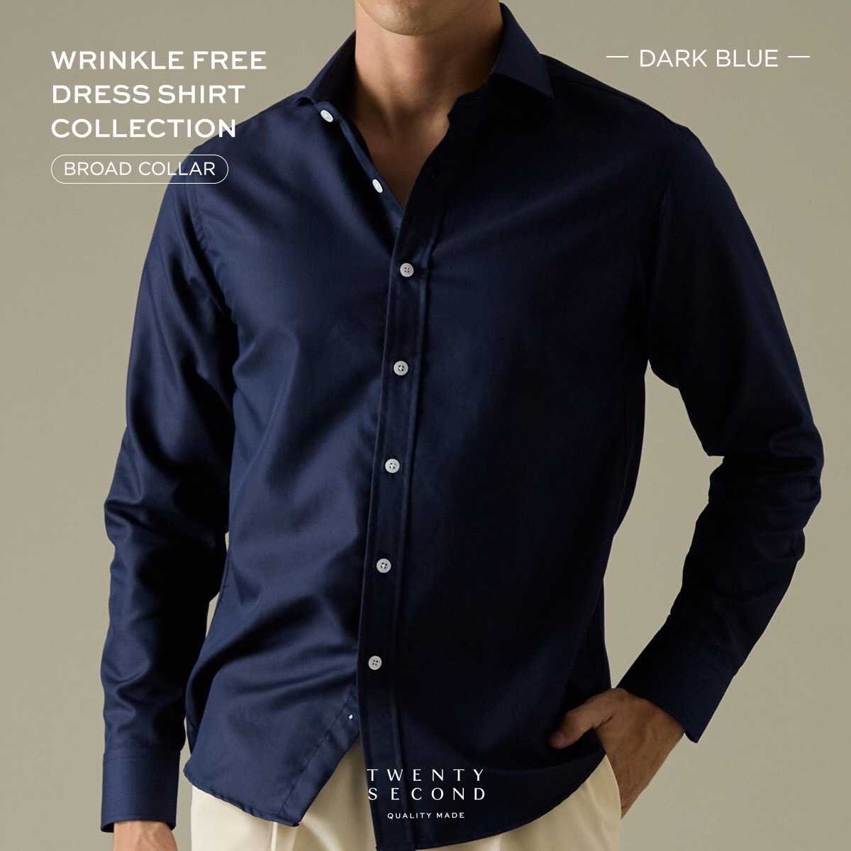 WRINKLE FREE DRESS SHIRT - DARK BLUE