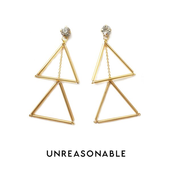 ต่างหู Dubble Triangle ทอง ต่างหูคลิป ต่างหูก้านเงินแท้ น้ำหนักเบา สวยใส่สบาย UA0431-02 Unreasona...
