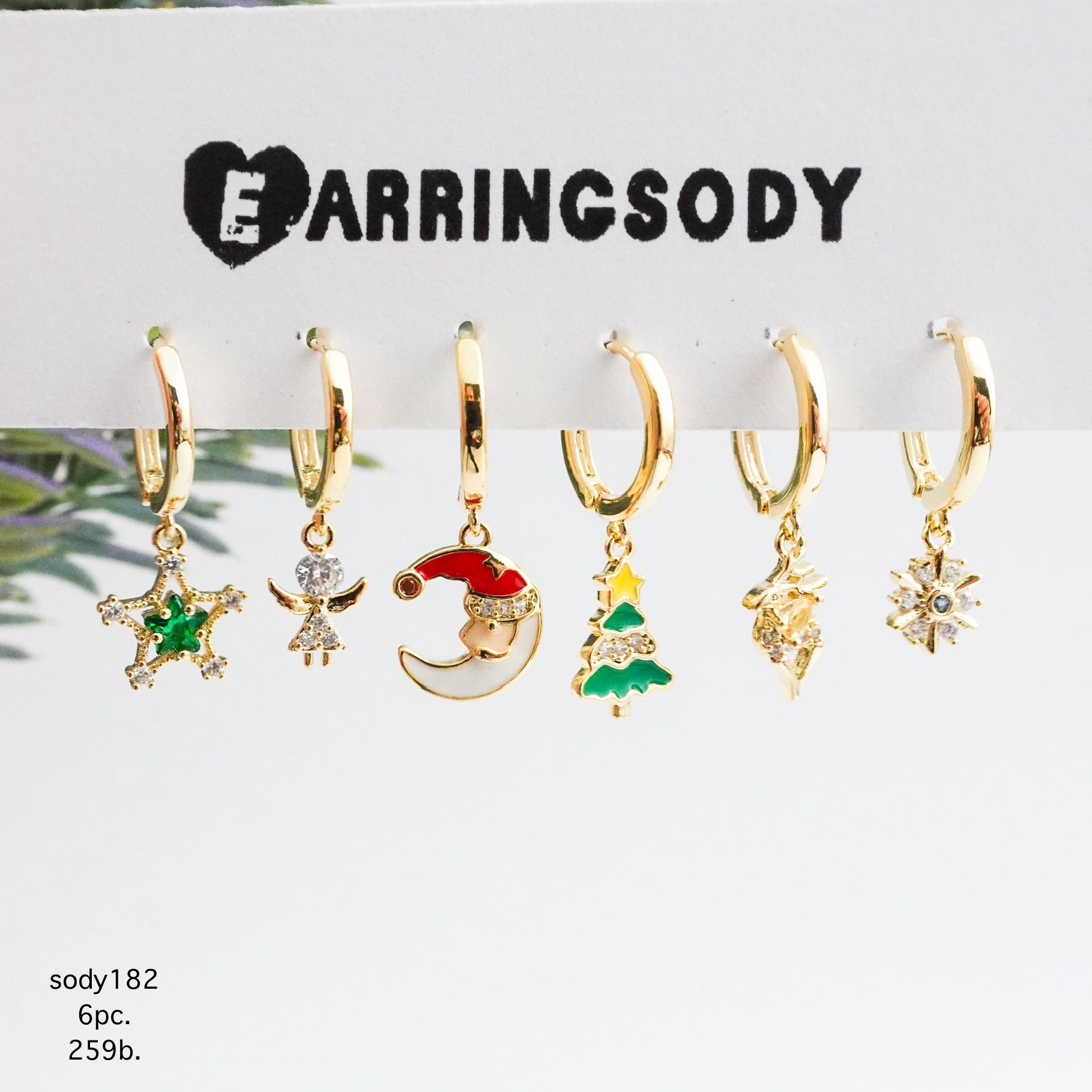 Sody182 Christmas set ต่างหูเงินแท้เซต 6ชิ้น