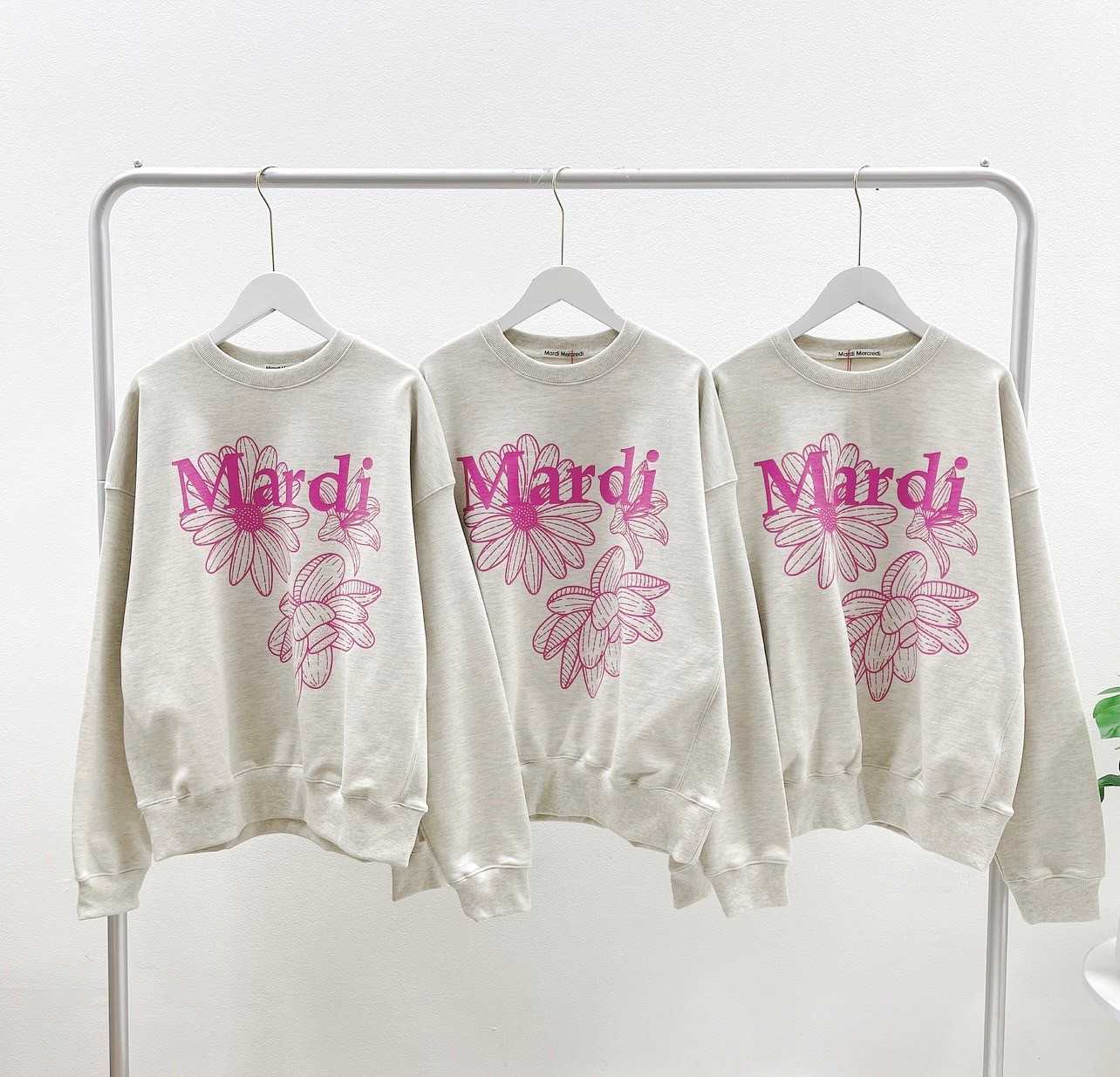Mardi Triple Flower Sweatshirt (Oatmeal Pink)