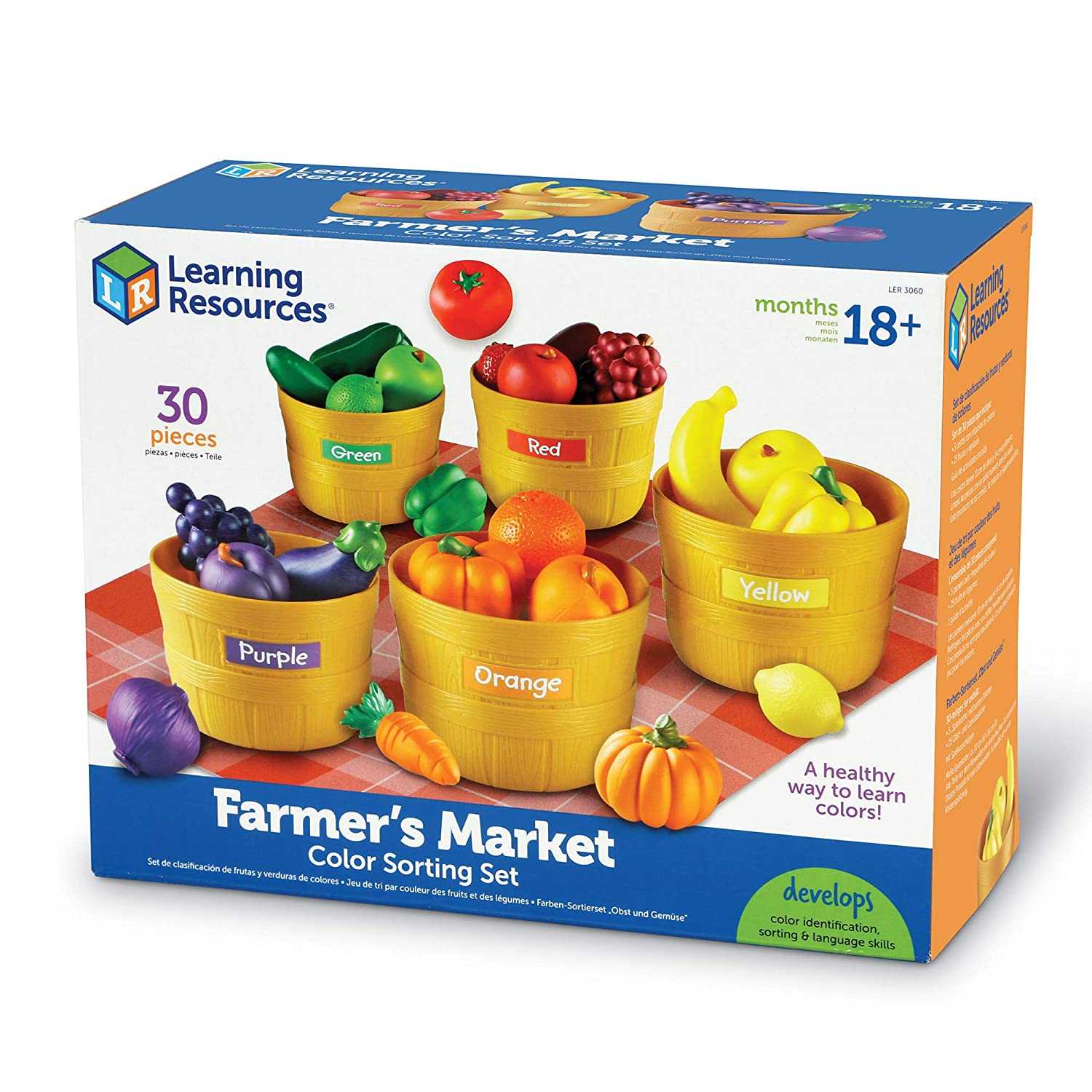 Learning Resources, Farmer's Market Color Sorting Set ชุดแยกสีผัก ผลไม้ ของเล่นเด็ก 18 เดือนขึ้นไป