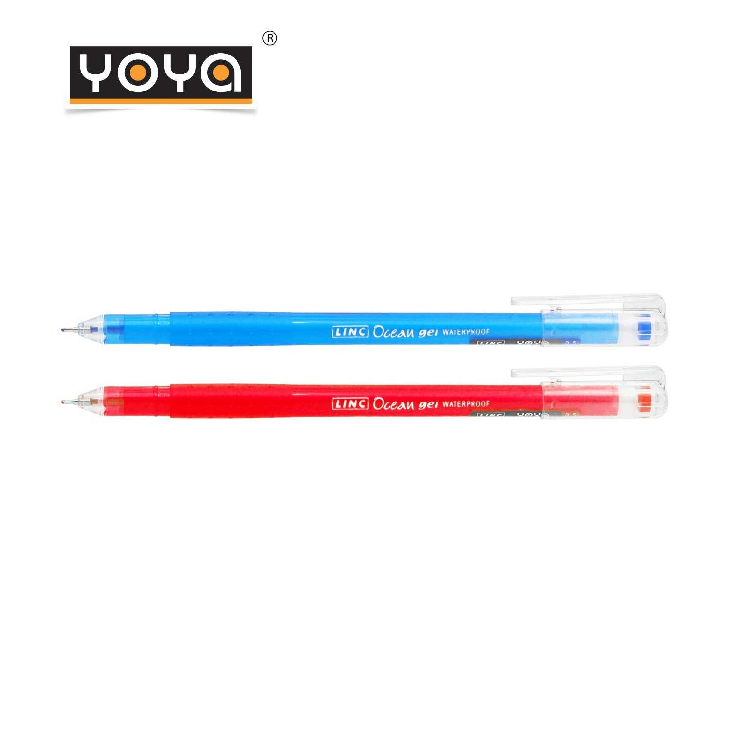 YOYA ปากกาเจลกันน้ำ 0.5 มม.แพ็ค 12 รุ่น Ocean Gel / หมึกน้ำเงิน-หมึกแดง