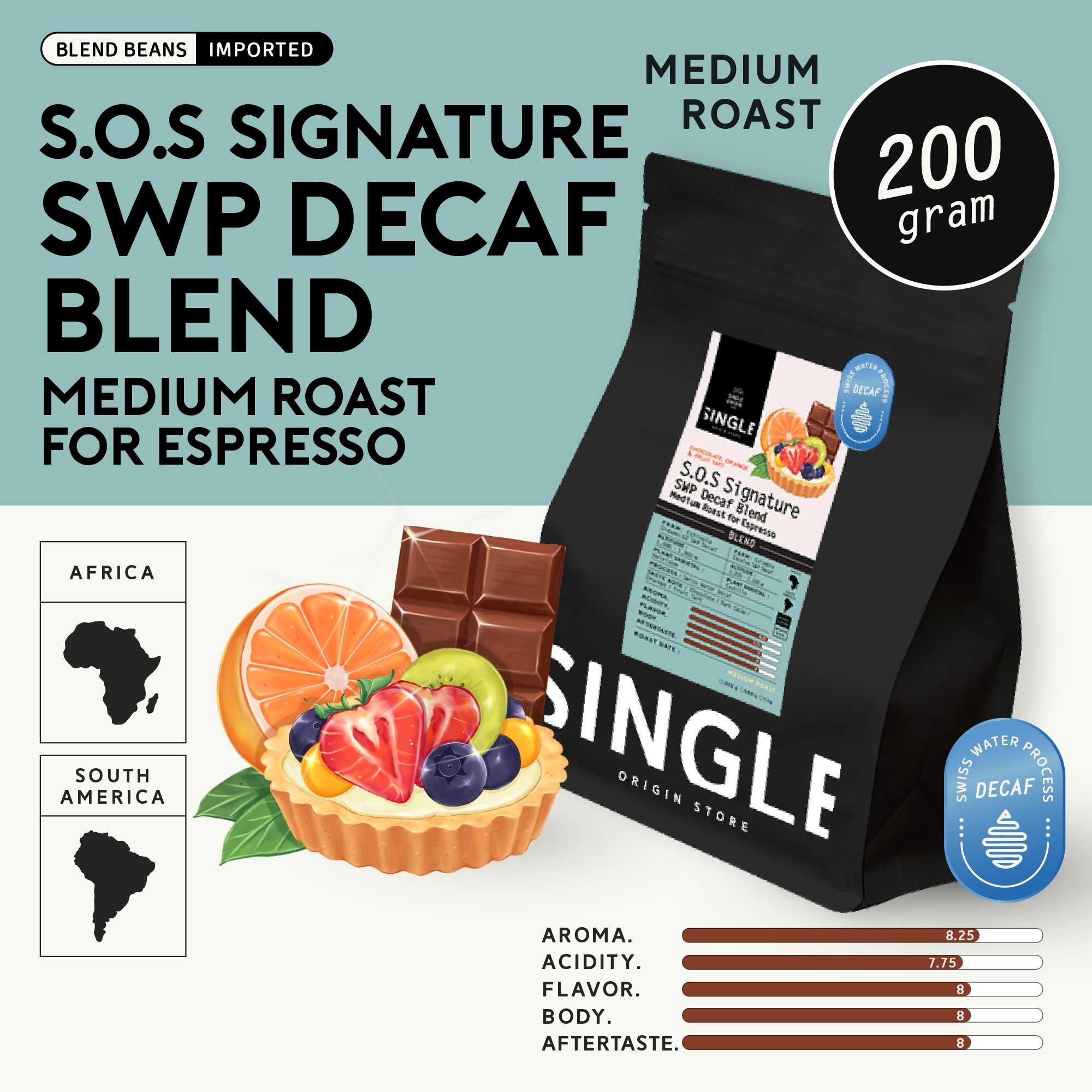  S.O.S Signature Decaf SWP Blend (Colombia/Ethiopia - Medium Roast)