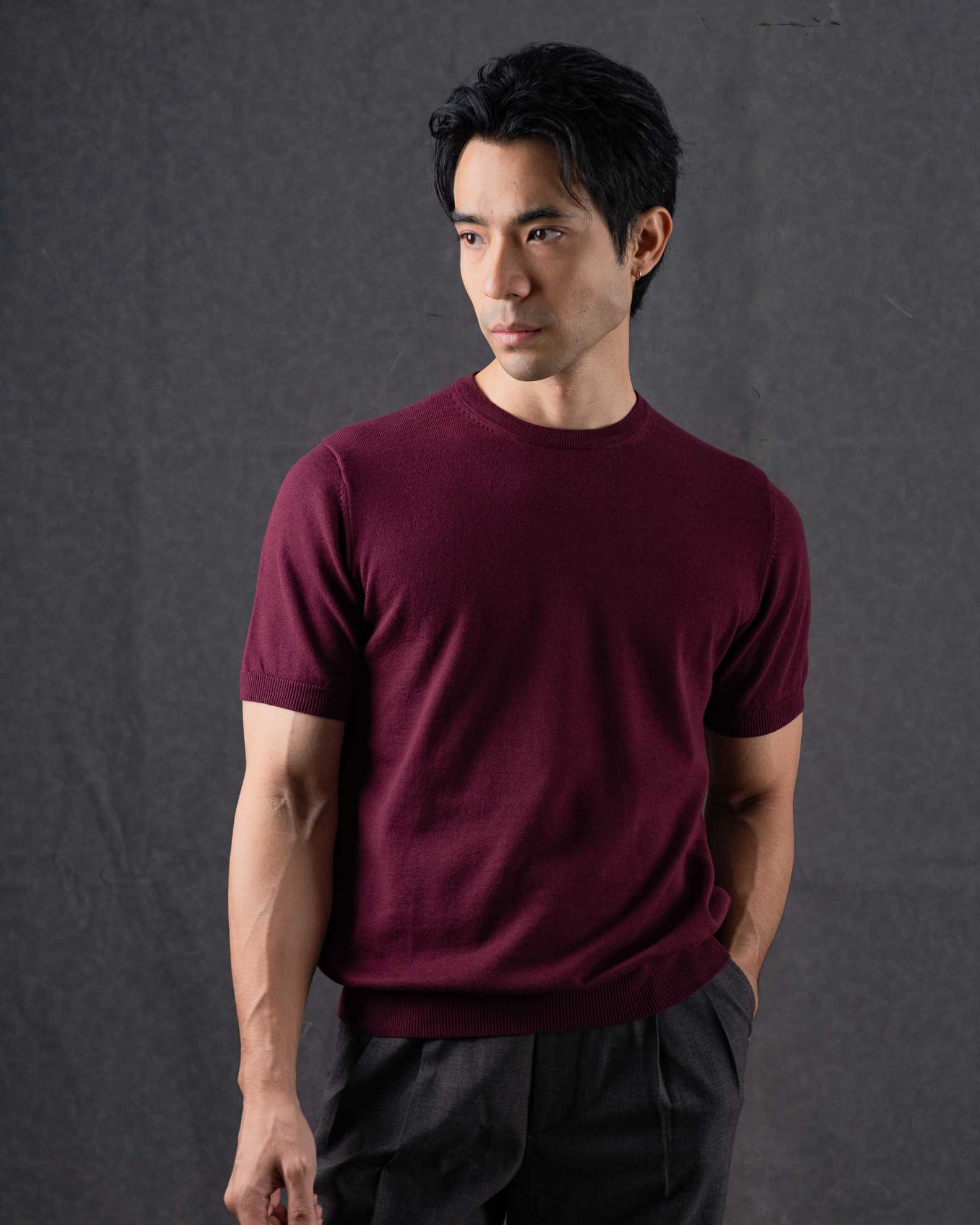 MadetoMature Knitted Crew Neck Tee - Burgundy
