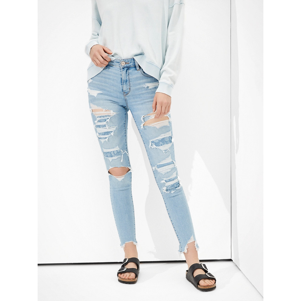 American Eagle กางเกงยีนส์ผู้หญิงเจกกิ้ง เอวสูง HI-RISE JEGGING CROP สี MOODY BLUES - 043-3134-599