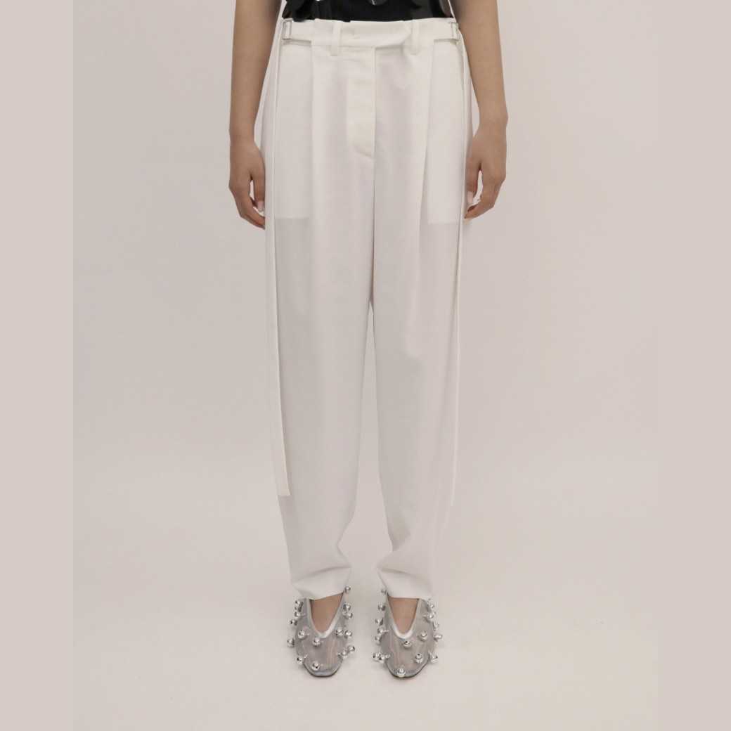 SALE LEJE Pleated Strap Pants - WHITE
