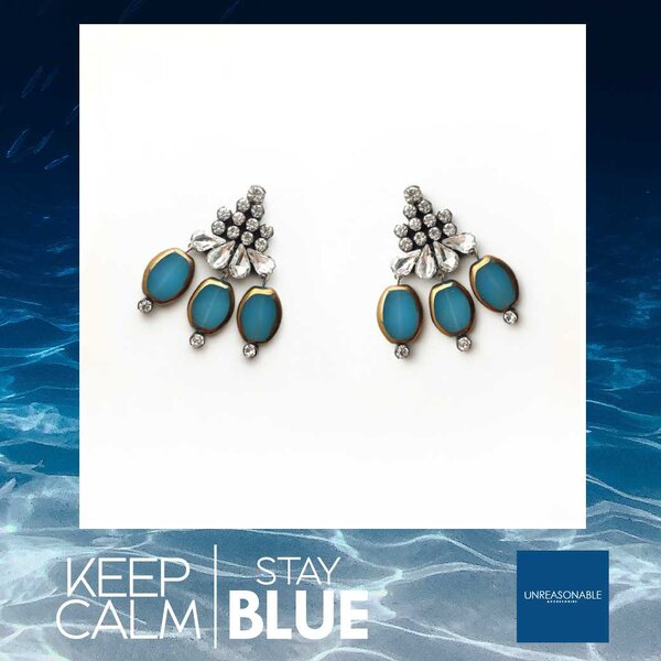 ต่างหูคริสตัลระย้า สีน้ำเงิน UA0591-01 Unreasonable Accessories