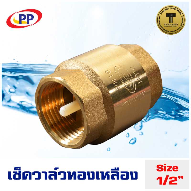 เช็ควาล์ว สปริงทองเหลือง  PP(พีพี) ขนาด 1/2นิ้ว (4หุน)