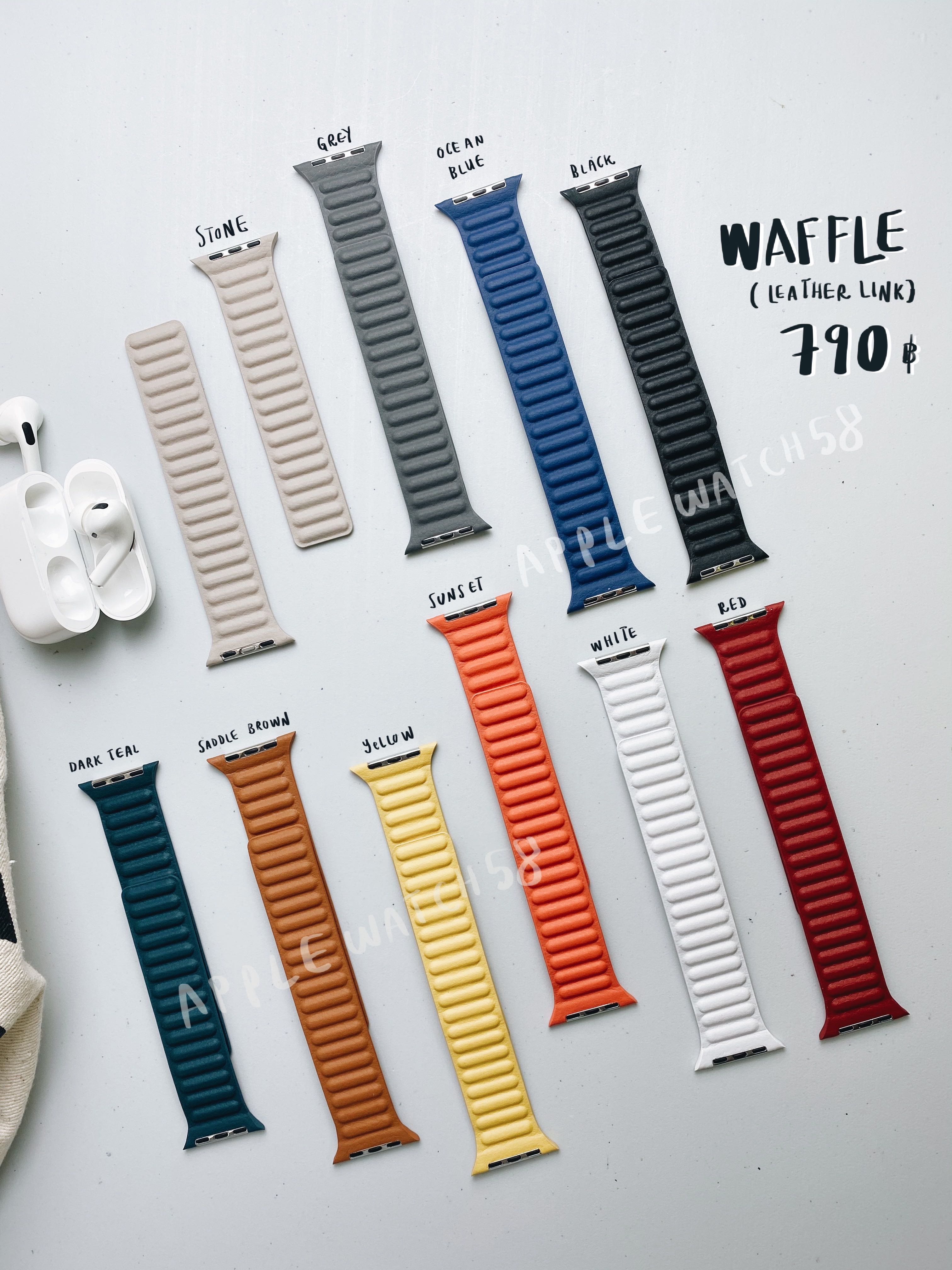 สายหนัง ไส้แม่เหล็ก สวยมาก ✨ WAFFLE leather  สำหรับ Apple Watch ทุกขนาด