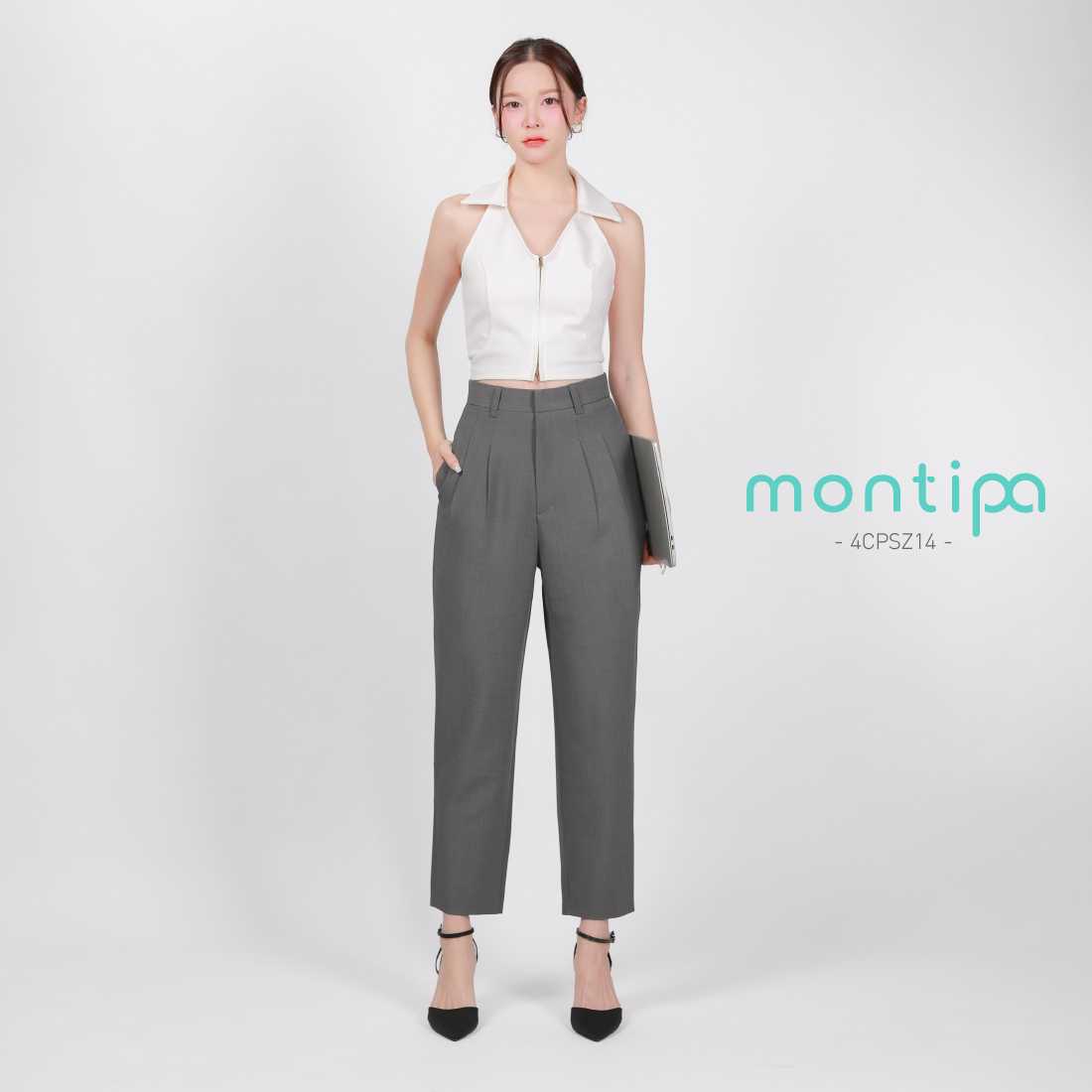 Montipa กางเกงทรงสอบ ซิปหน้า ดีเทลแต่งจีบด้านหน้า ผ้า Comfort 4CPSZ14