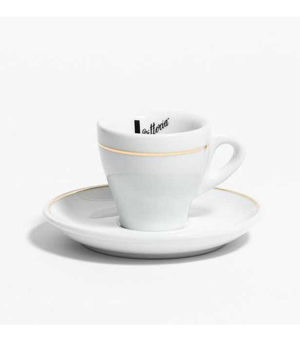ถ้วยช็อตกาแฟ Vittoria Espresso White Round Gold Rim (ถ้วยช็อตกาแฟ+จานรอง 1 ชุด)