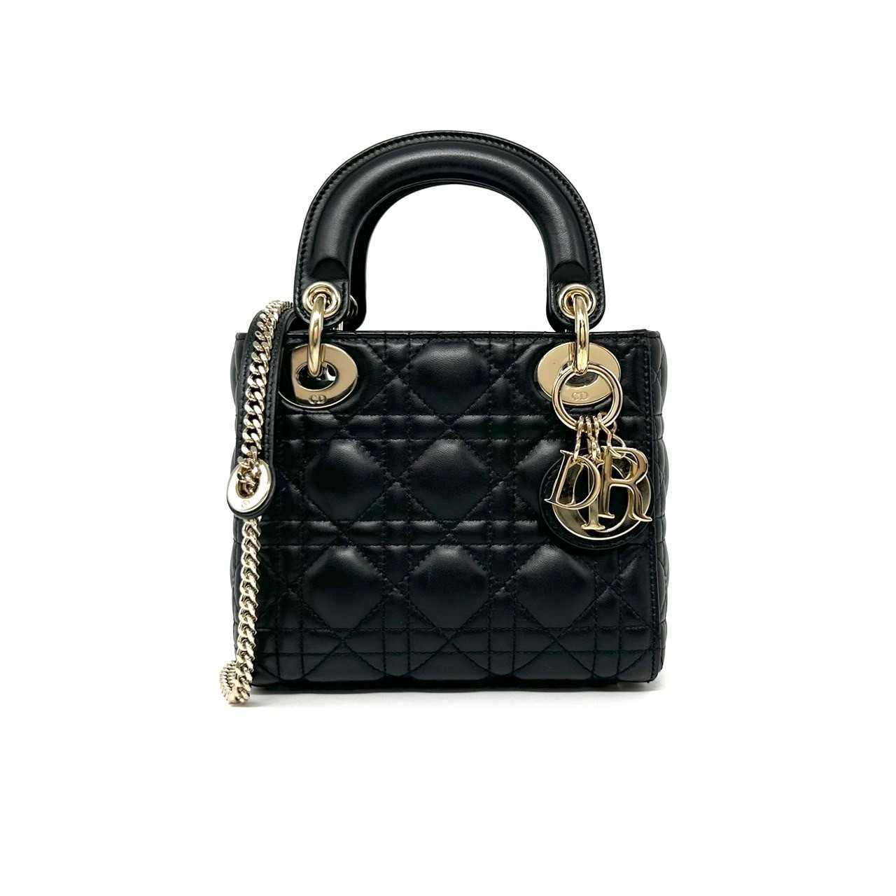 Dior Lady mini black lamb lghw dc23