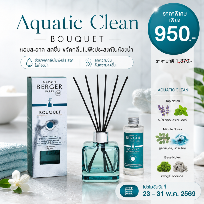 My Bathroom Free from Unpleasant Odours Scented Bouquet  ก้านกระจายความหอม กลิ่นอะควาติก