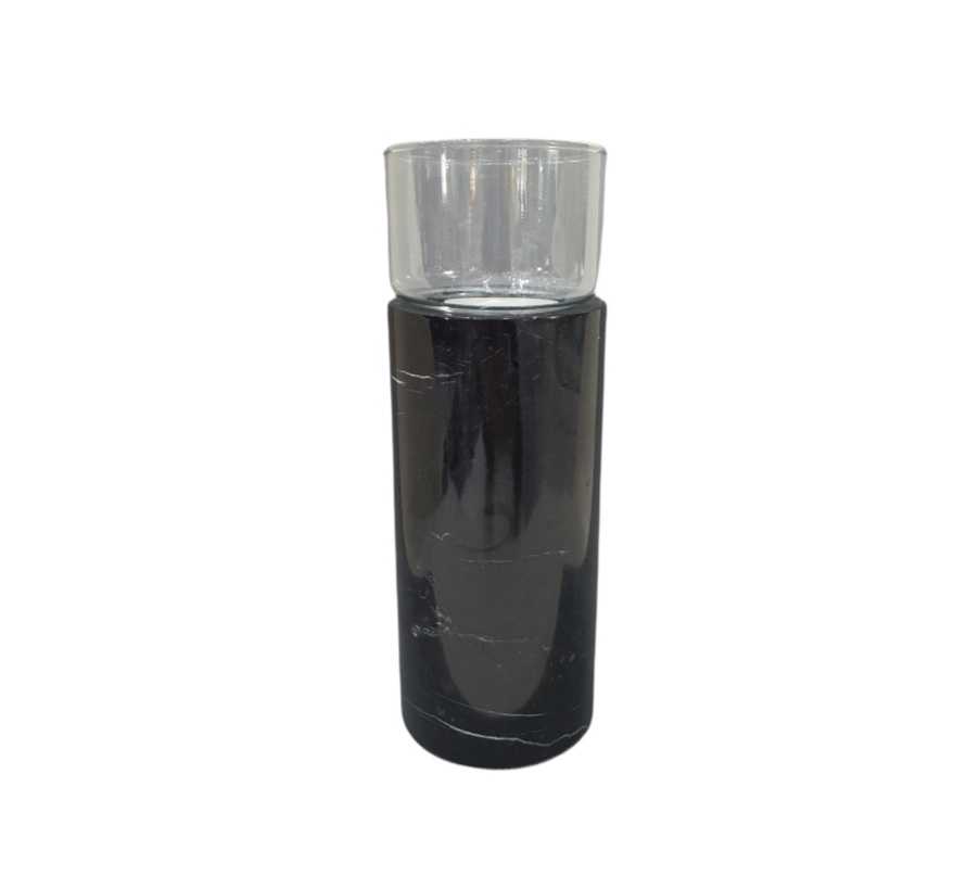 Candle holder, Marble, Black, L