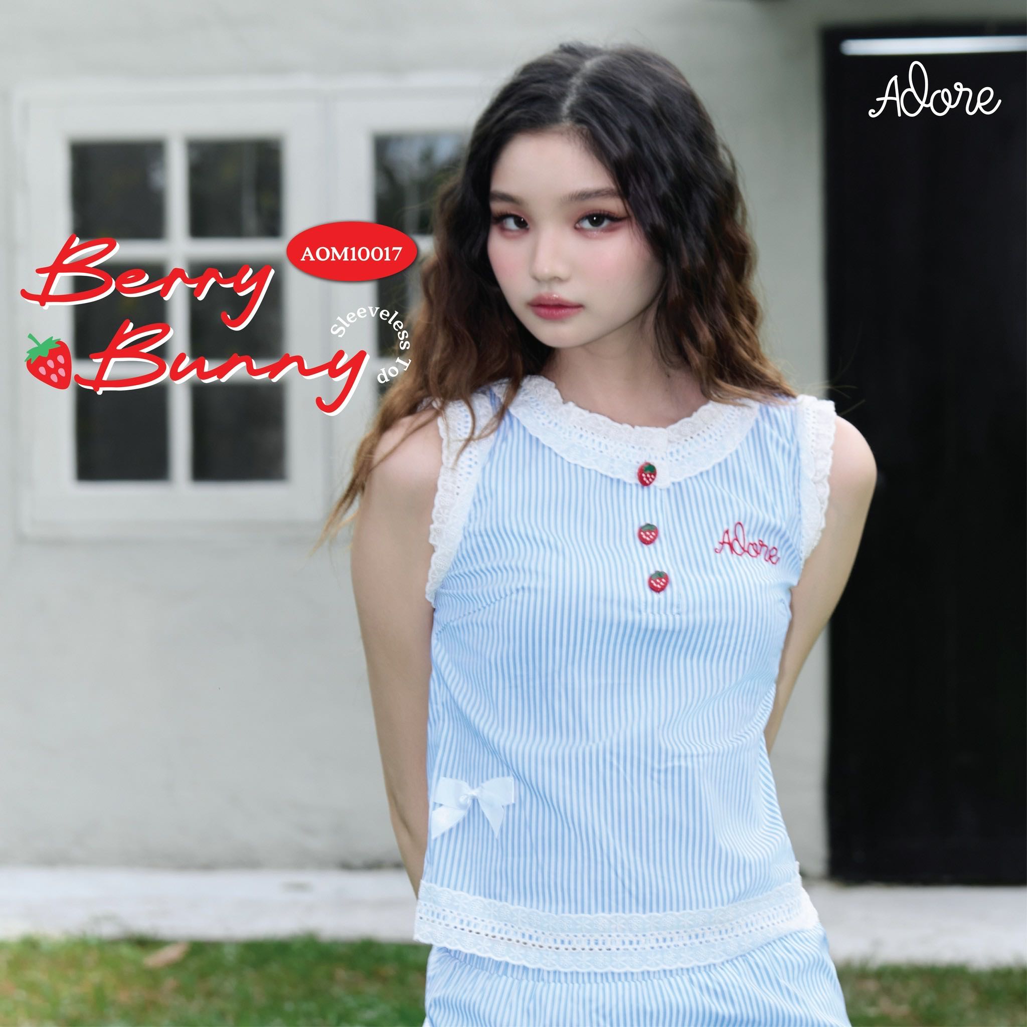 ADORE2112 AOM10017 : BERRY BUNNY SLEEVES TOP