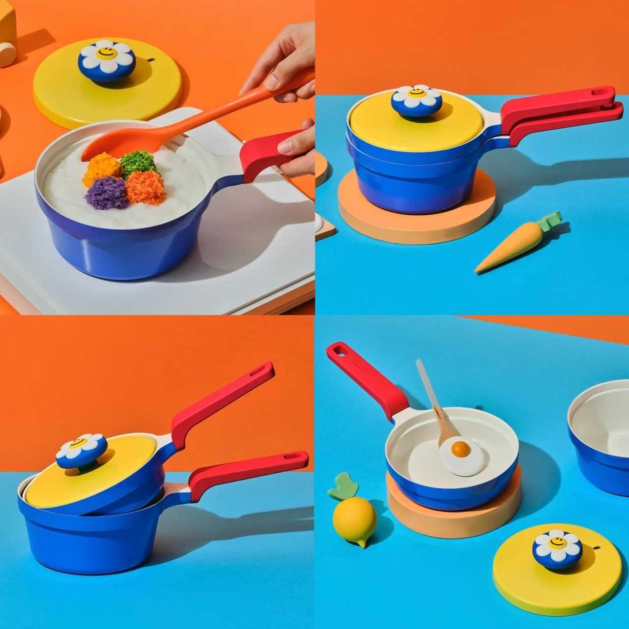 🌈 Wiggle Wiggle x Glasslock ของแท้ 💯 กระทะ หม้อ เครื่องครัว Fry pan + Sauce pan