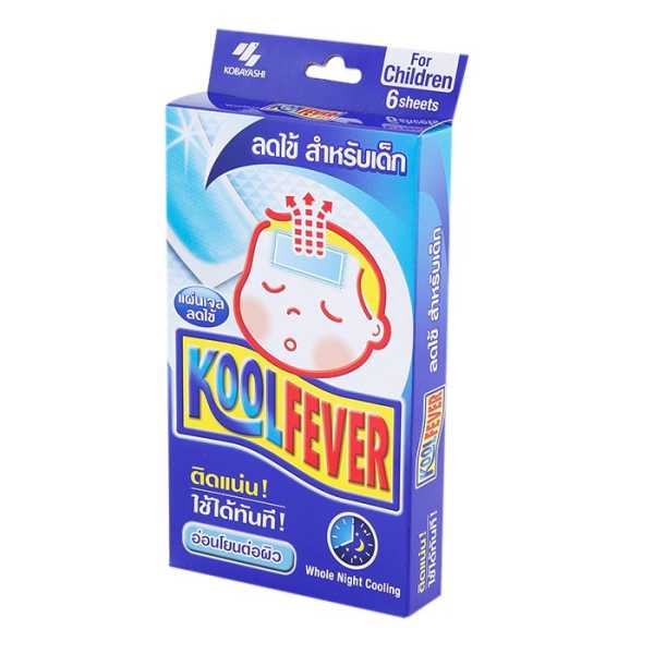 Kool fever แผ่นเจลลดไข้ สำหรับเด็ก 1 กล่อง (6 ชิ้น)