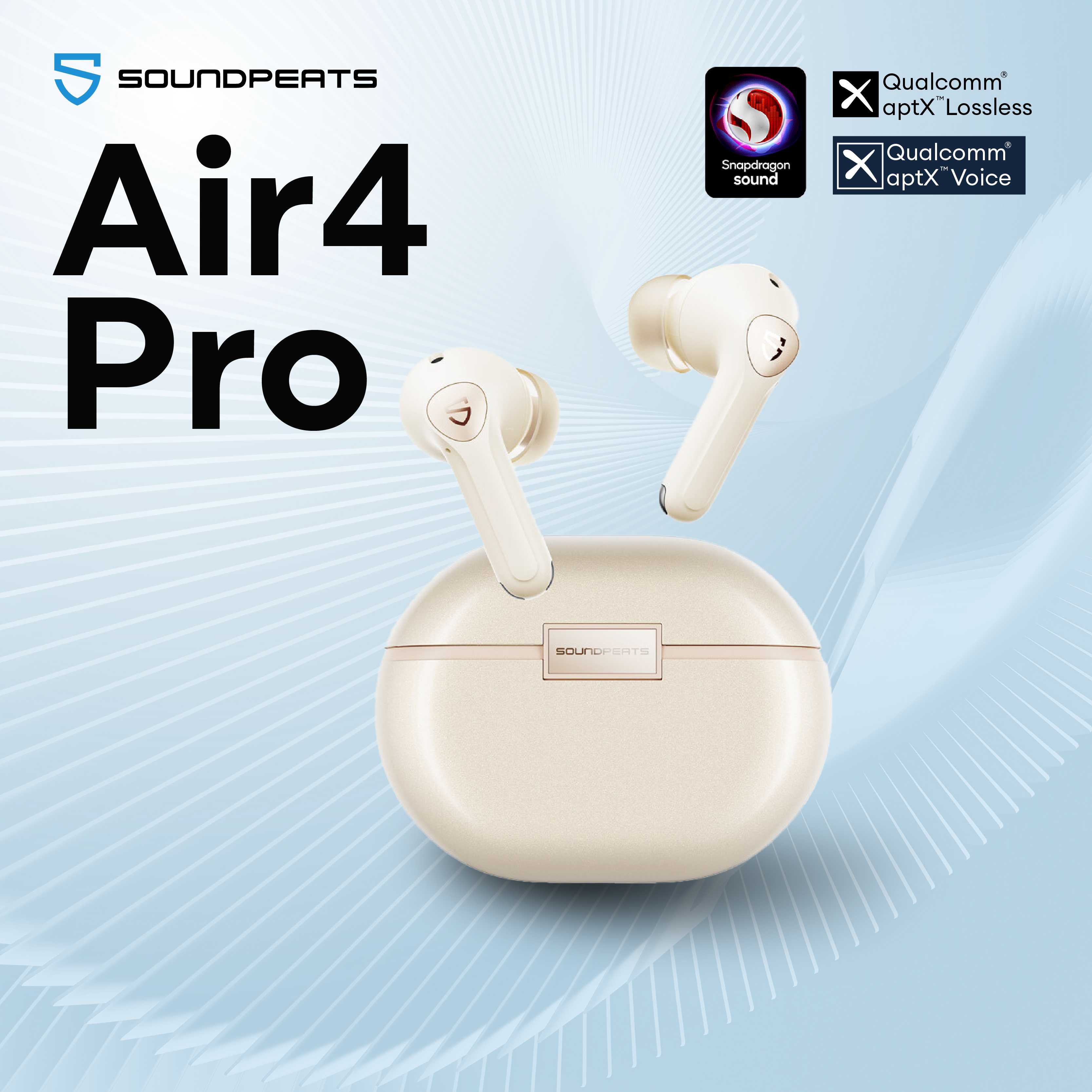 SoundPEATS Air4 Pro Cream หูฟังไร้สาย หูฟังบลูทูธ Bluetooth 5.3 aptX™ Lossless ANC (45dB)