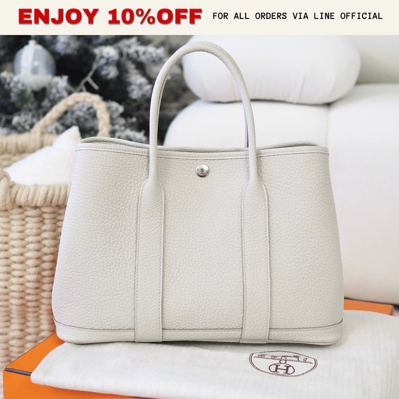 NEW! HERMES Garden Party30 สี Beton Negonda PHW | Bag