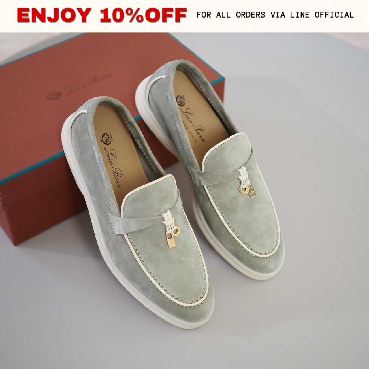 NEW! LORO PIANA Summer Charms Walk Loafers สี Dried Taragon | Shoes