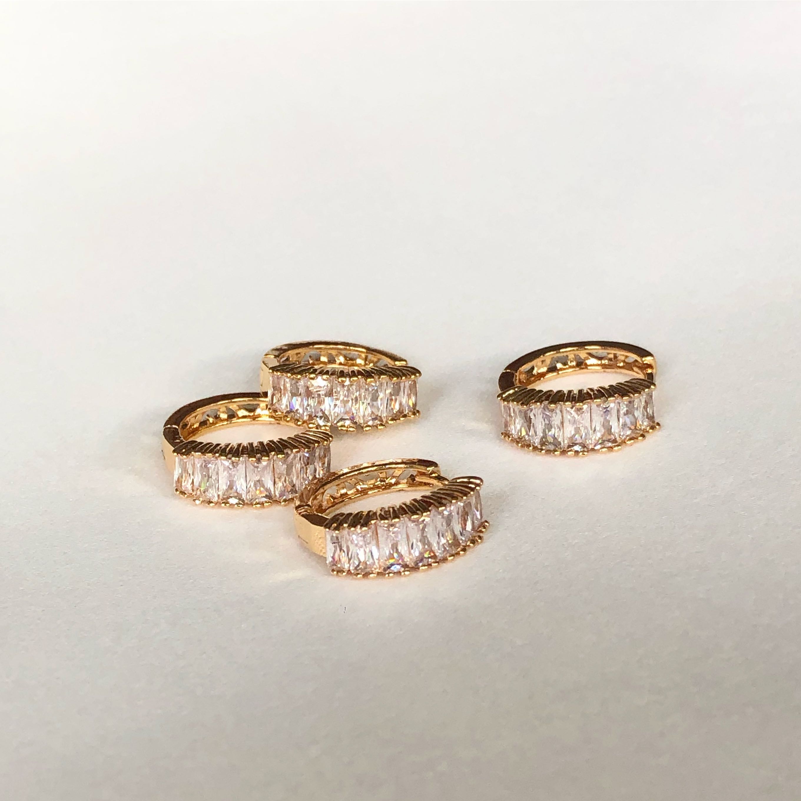 Emerald Cut Diamond Hoops
