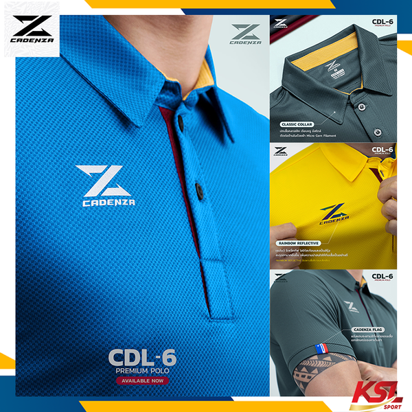 CADENZA เสื้อโปโลคาเดนซ่า รุ่น CDL-6 รุ่นใหม่ Premium polo สีฟ้า/เหลือง/น้ำเงิน/กรมท่า/เขียว/แดง/...