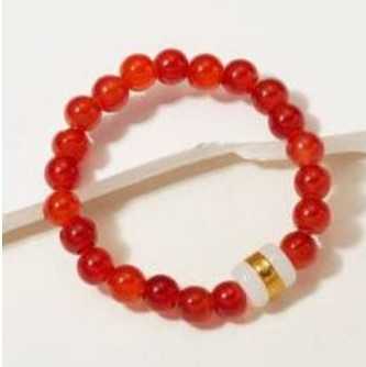 Bead 014_1 pcs red beads with white gold lace