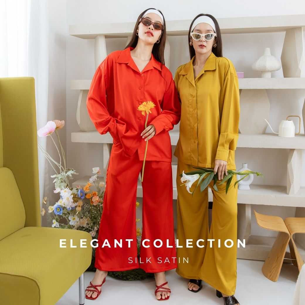 Set Satin ชุดเซตเสื้อเชิ้ต&กางเกงขายาว ( ขายเป็นเซตเเละขายเเยกชิ้น )
