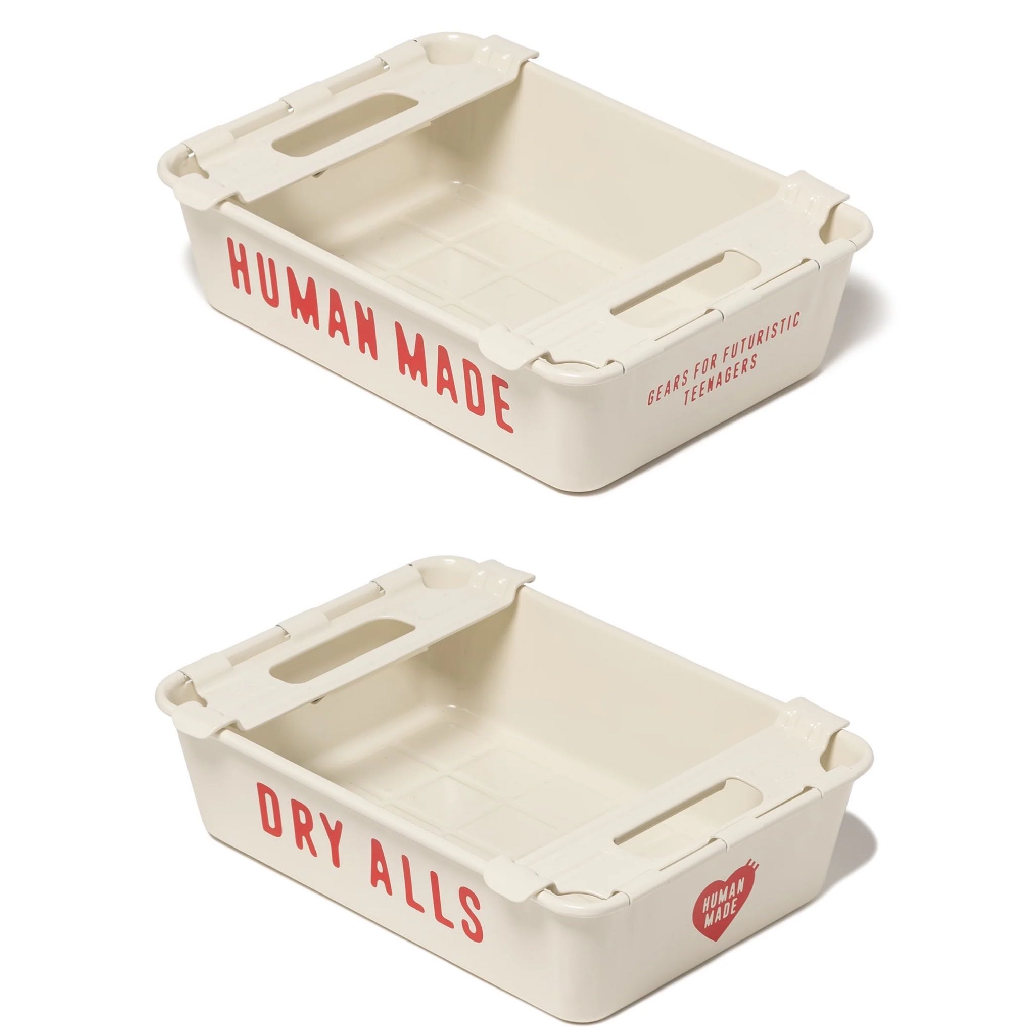 Human Made STEEL STACKING BOX-WHITE  Steel box with a stylish design. The grips allow multiple boxes
