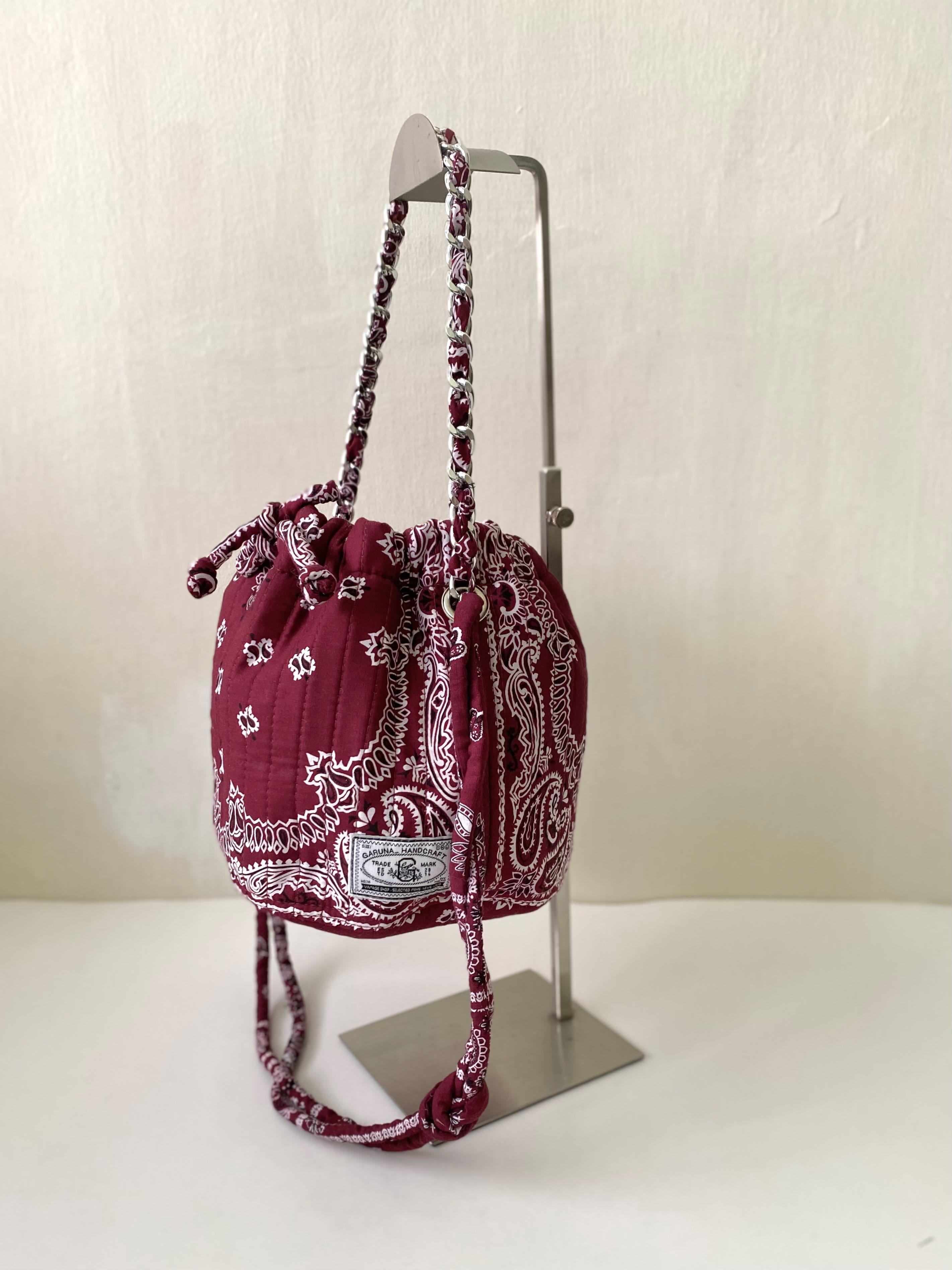 Wine color Mini Dumpling Bandana Bag no : mn 10