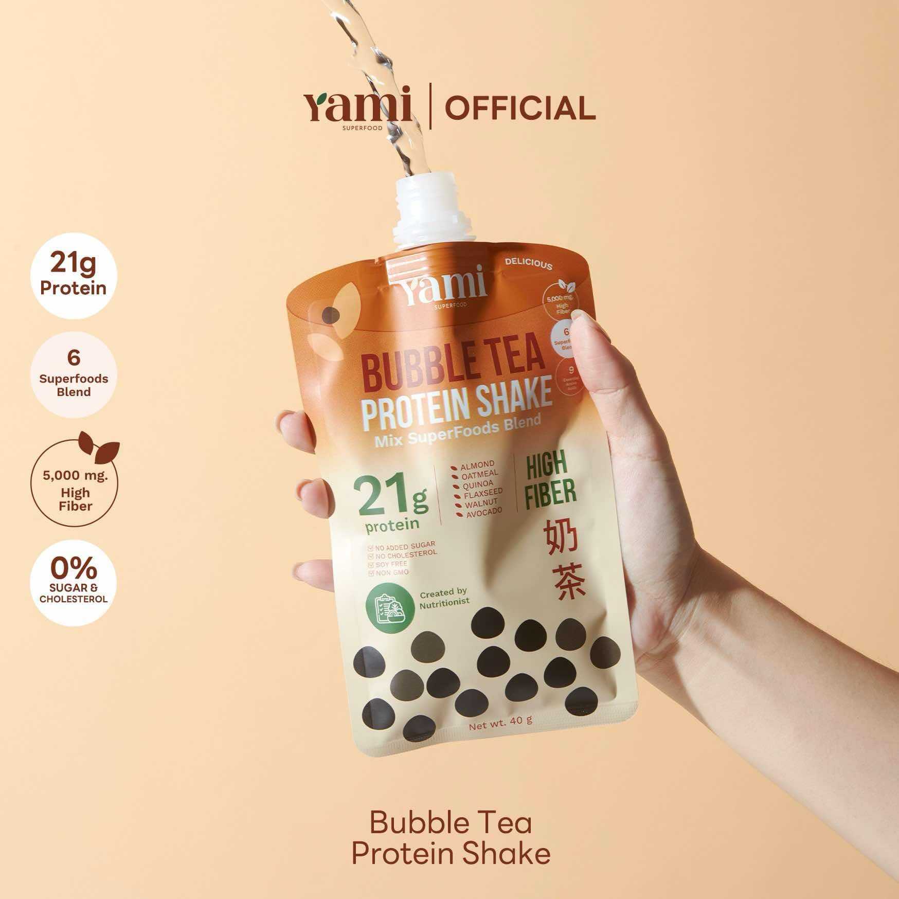 ขนาดทดลอง 1 ซอง 🧋YAMI โปรตีนเชค รสบับเบิลที | โปรตีน 21g | พร้อมดื่ม | ไม่มีน้ำตาลทราย