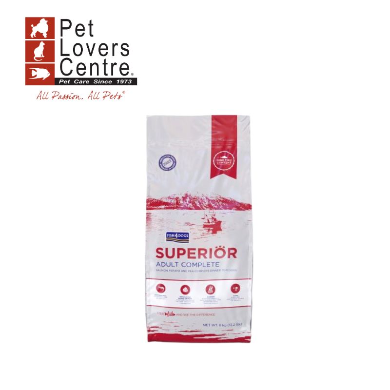 อาหารสุนัข เกรดพรีเมี่ยม FISH 4 DOGS SUPERIOR ADULT (SMALL KIBBLE) สำหรับสุนัขโต เม็ดเล็ก 1.5KG