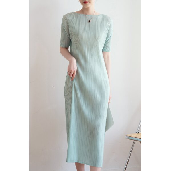 ปรับราคาลง!! 2MUAY รุ่น GJO1536 เดรสพลีทคุณภาพ SHORT SLEEVE PLEATED DRESS 12 สี FREE SIZE