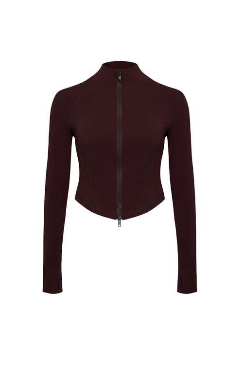WISKII Hourglass Cropped Full Zip Jacket - Velvet Fig