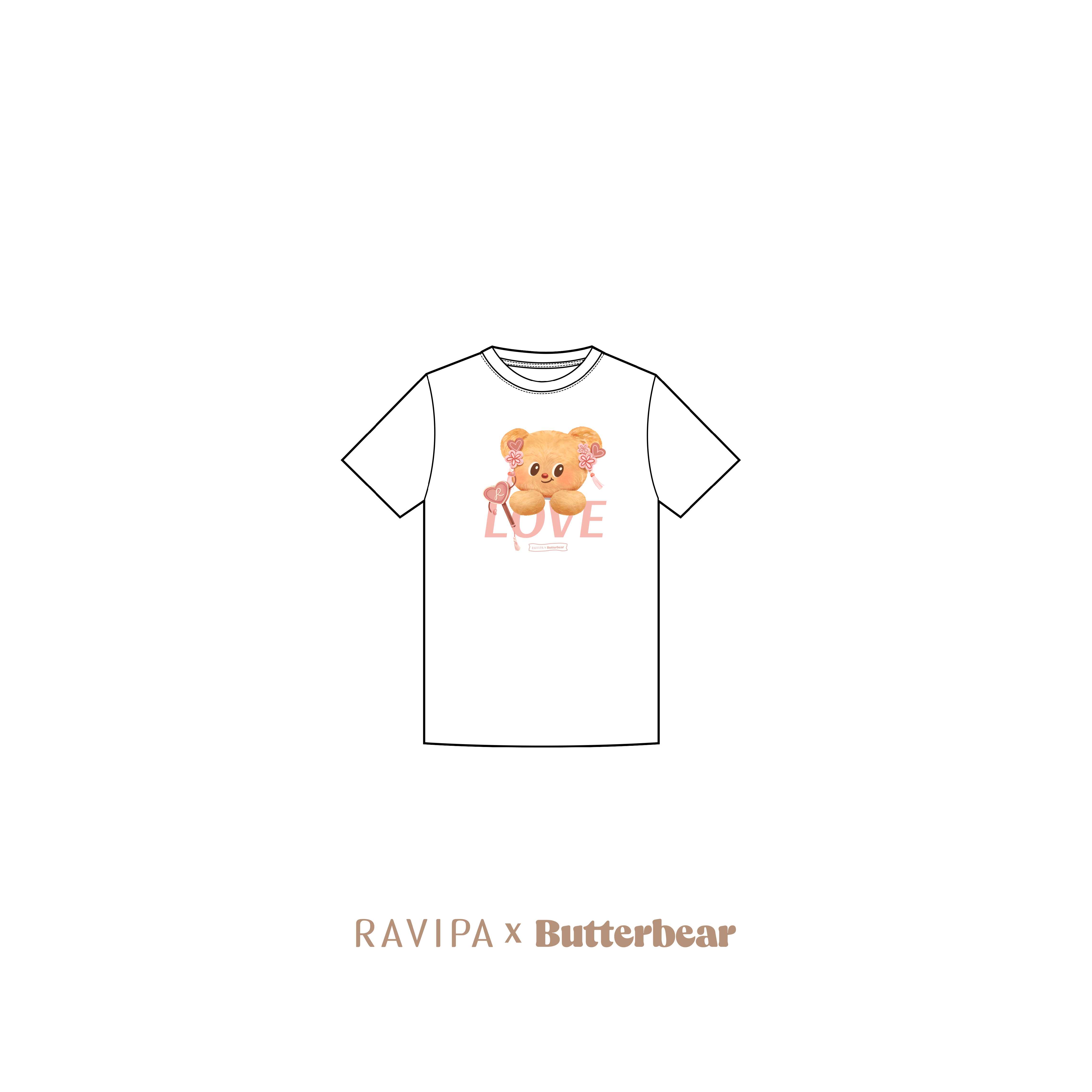 Butterbear Pinky-Heart White Tees