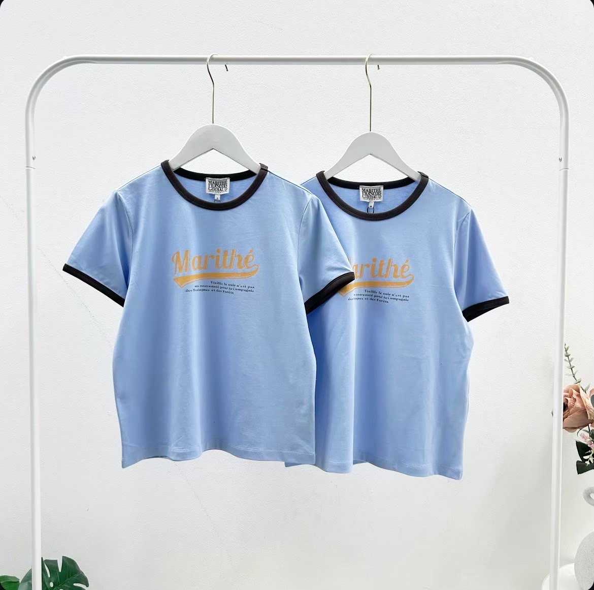 พร้อมส่ง  Marithe Women Vintage Ringer T-Shirt (Sky Blue)