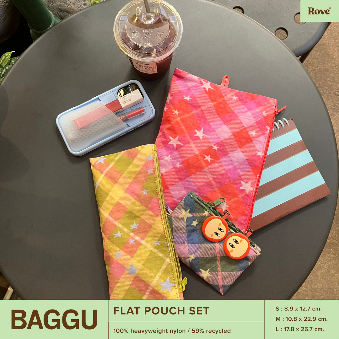 BAGGU Flat Pouch Set - Star Plaid
