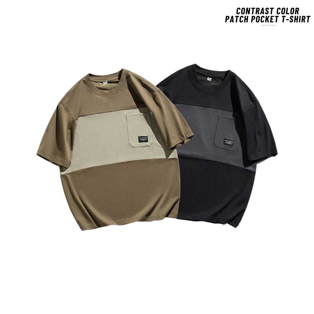 Jeera168 | Contrast Color Patch Pocket T-shirt (พรีออเดอร์)