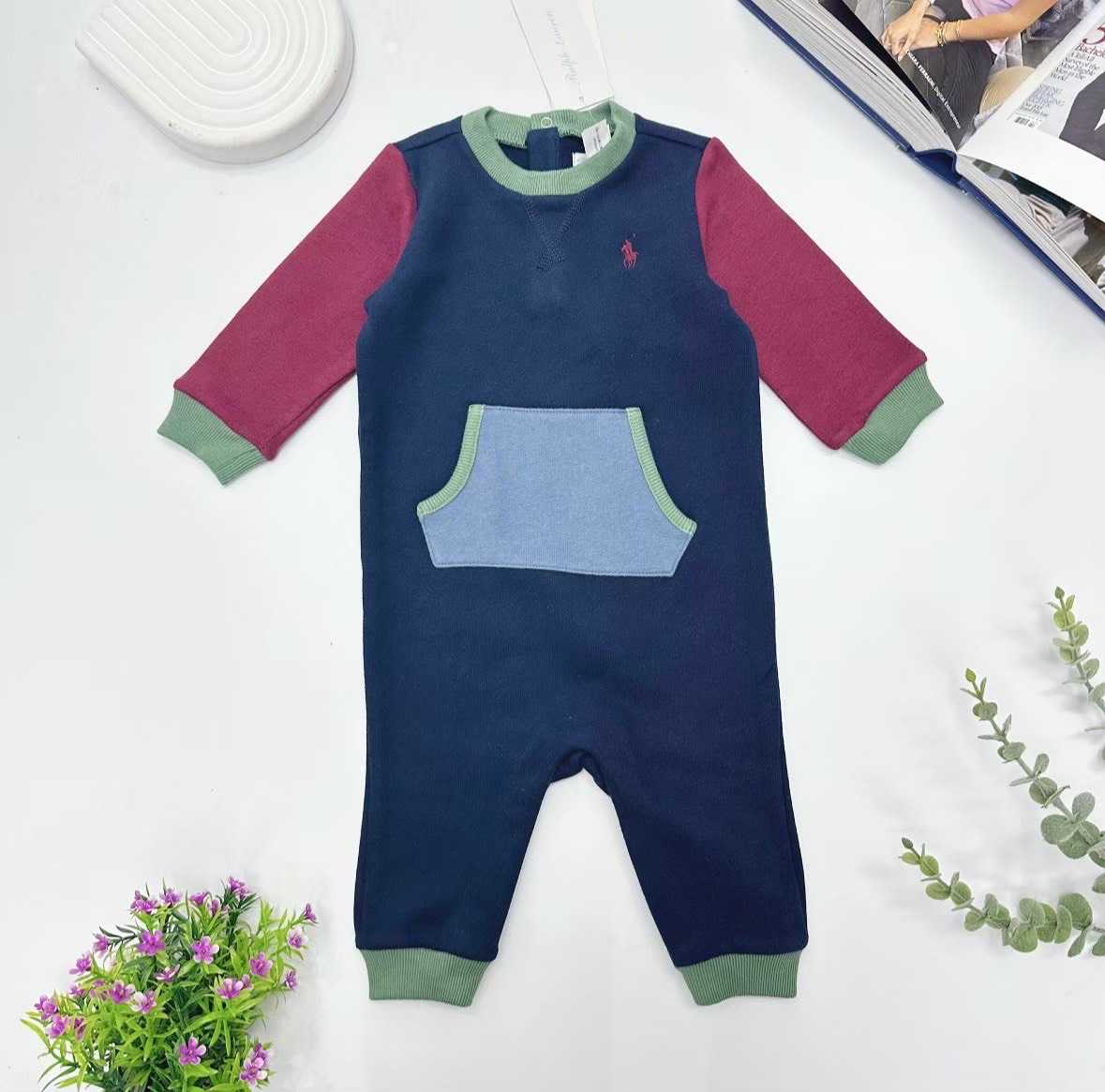 พร้อมส่ง  Ralph Lauren Color-Blocked Fleece Coverall ( Baby