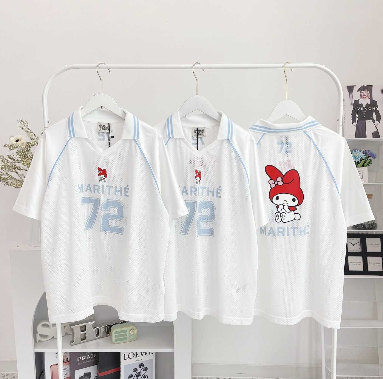 Marithe X My Melody Mesh Over Fit T-Shirt (White Sky Blue)