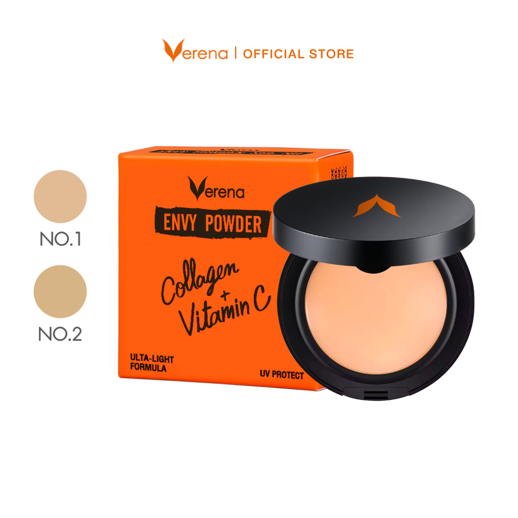 แป้งพัฟคอลลาเจน ตลับส้มดำในตำนาน Verena Envy Powder 1 ตลับ แถมฟรี! กระเป๋าเครื่องสำอางค์เชือกรูด 1ใบ