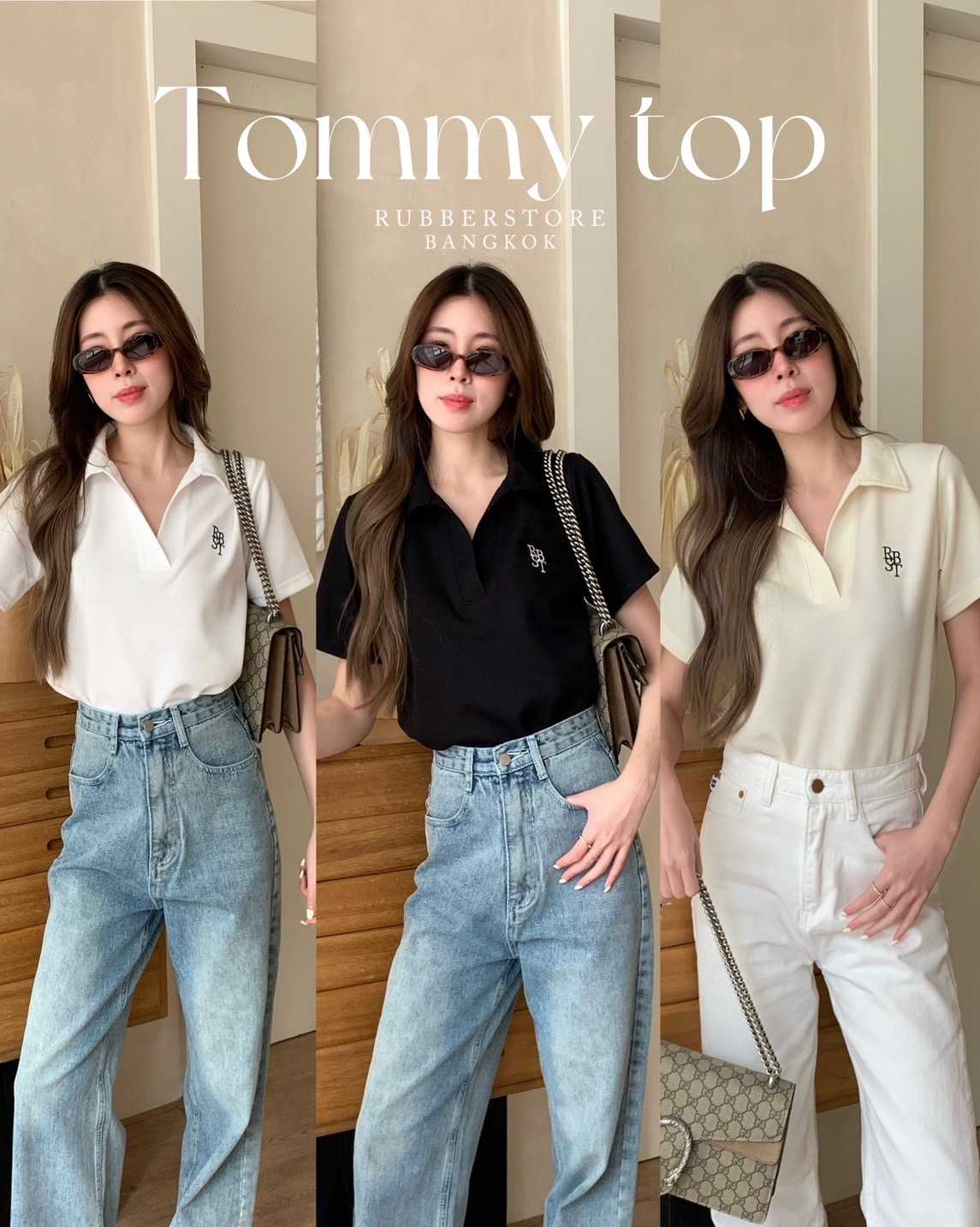 Tommy top เสื้อคอปก แขนสั้น