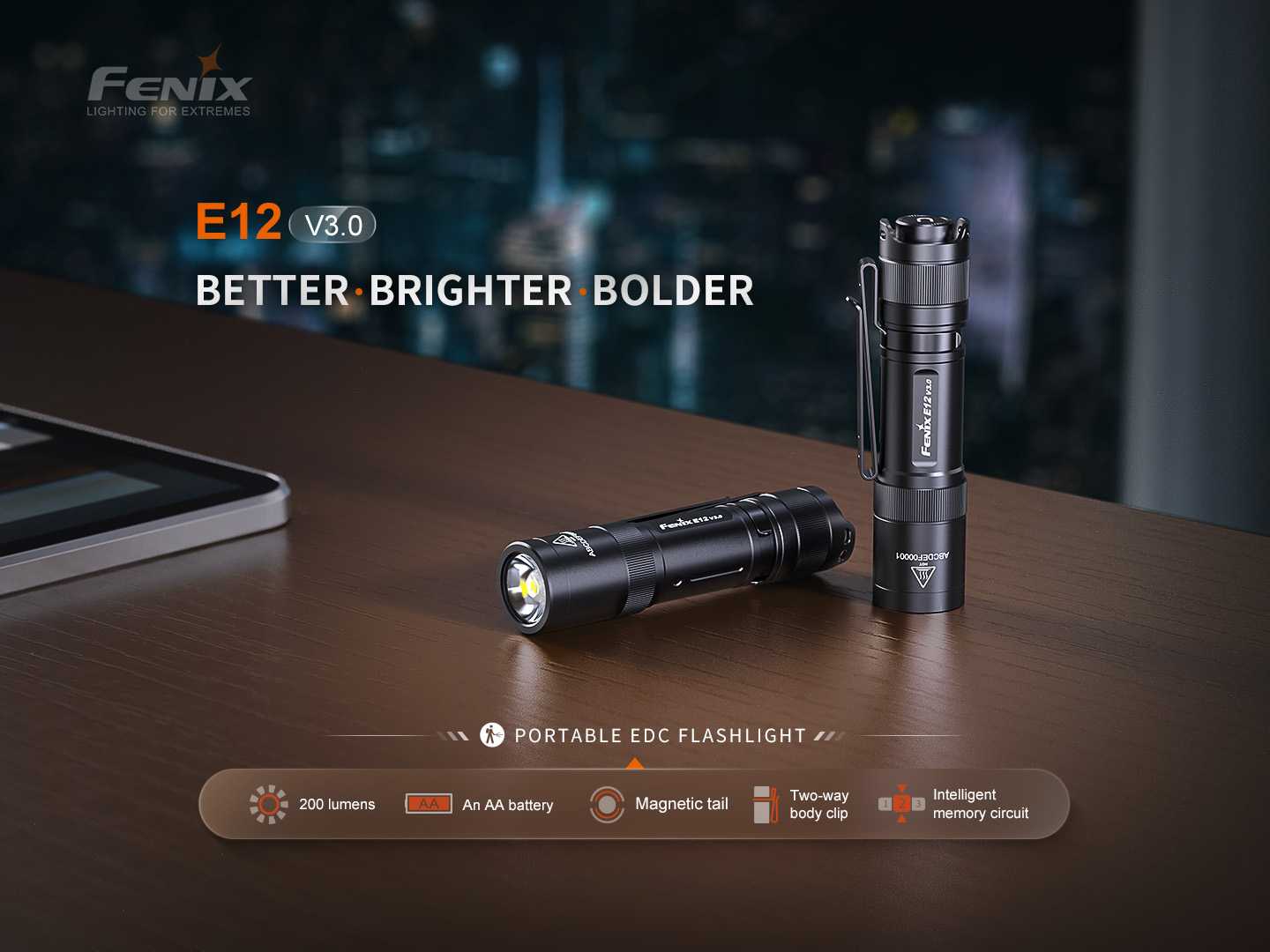 ไฟฉายFenix E12 V3.0  AA 1 ก้อน  200 lm  แท้เครื่องศูนย์ไทยประกัน 3 ปี สว่าง ใช้ง่าย ยอดนิยม