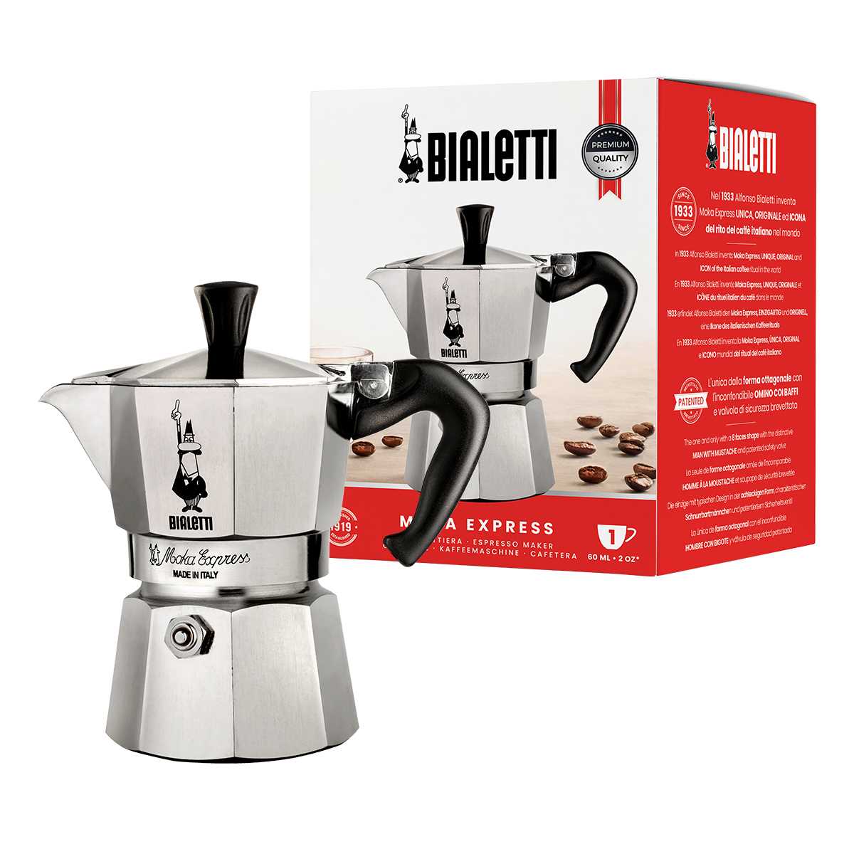 Bialetti หม้อต้มกาแฟ Moka Pot รุ่นโมคาเอ็กซ์เพรส ขนาด 1 ถ้วย/BL-0001161