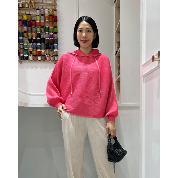 2MUAY รุ่น GJO11478 เสื้ออัดพลีท PLEATED HOODED TOP 10 สี FREE SIZE