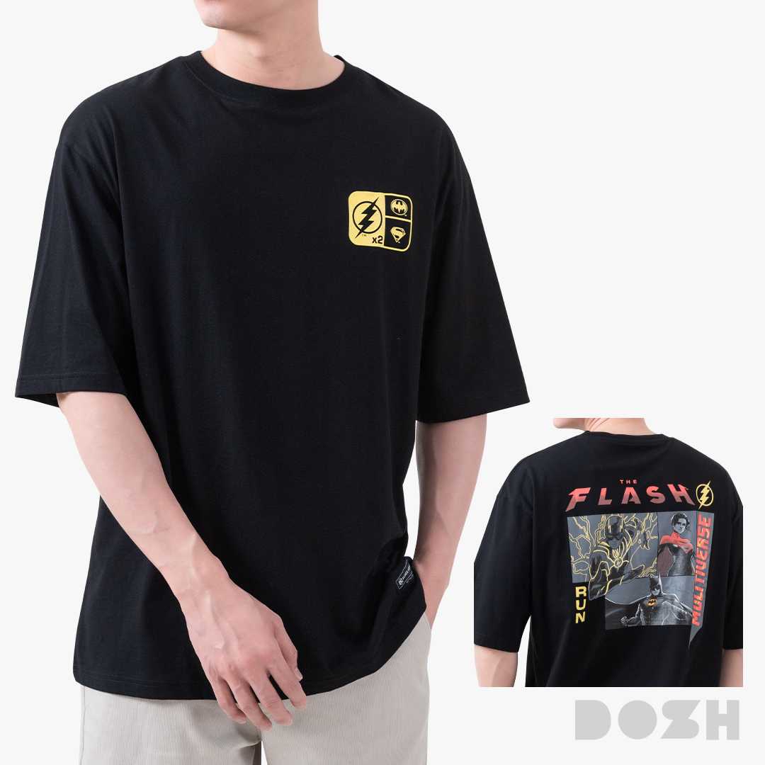 DOSH MEN'S OVERSIZED T-SHIRTS THE FLASH MOVIE 2023 เสื้อยืดคอกลม แขนสั้น ผู้ชาย DFMMT5002-BL